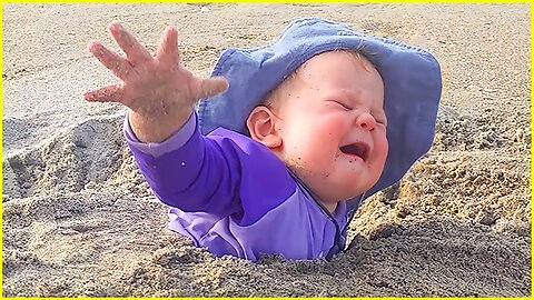 Funny Baby's Reaction On The Beach __ 5-Minute Fails