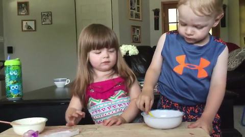"Sneaky Toddler Girl Steals Her Brother's Jello"
