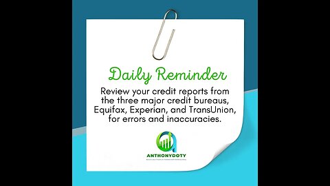 Take control of your financial future by reviewing your credit reports from Equifax, Experian.