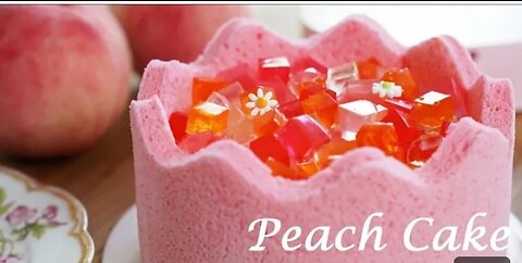 Peach jelly cake as beautiful as a jwel,🍑