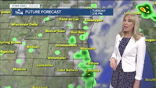 Mostly cloudy skies, stray showers possible for Monday