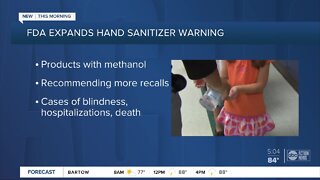 FDA expands list of hand sanitizer products with methanol