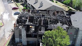 Drone video of apartment fire