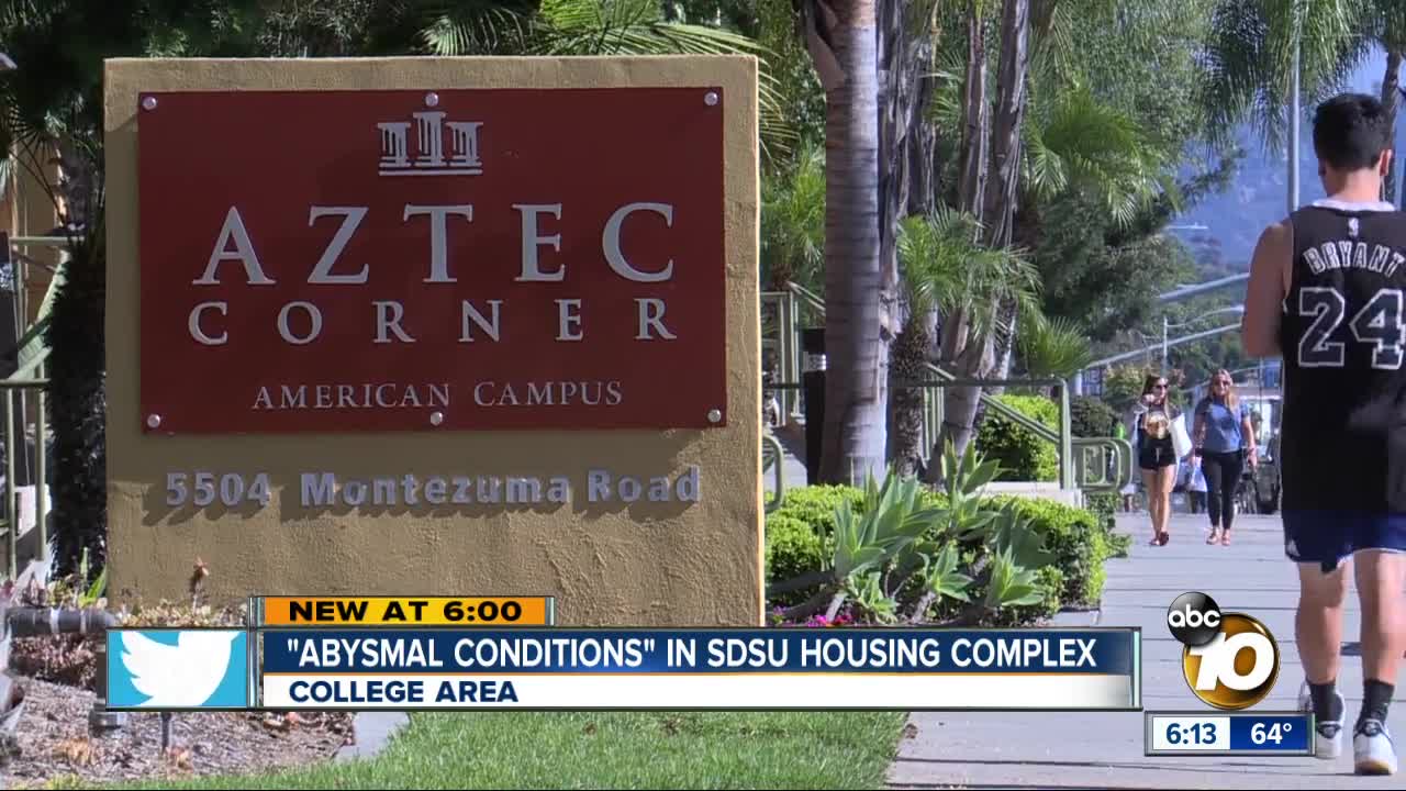 'Abysmal conditions' in SDSU housing complex, students say