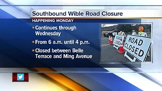 Southbound Wible Road Closure Scheduled