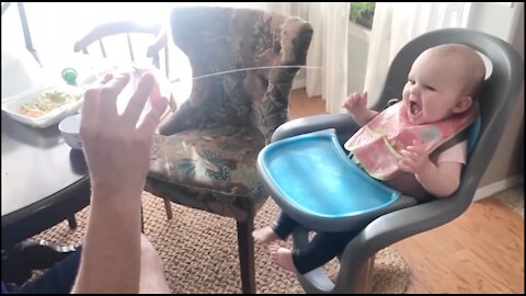 Baby playing with water - Funny baby outdoor video