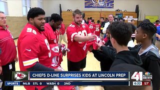 Chiefs players make surprise visit at Lincoln Prep