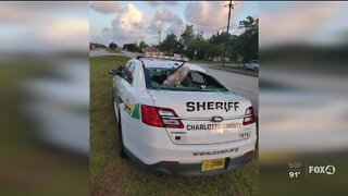 Deputies search for suspect who vandalized sheriff's patrol car