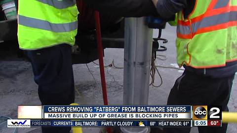 Baltimore's fatberg to be sucked out of sewers