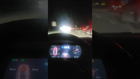 Tesla Model S P90D Doin 100+ At Night On Non Busy Freeway Racing! #shorts #viral #car #racing