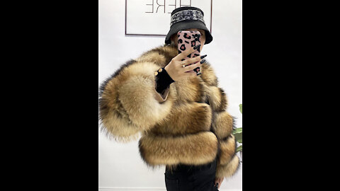 Real Fur Raccoon Winter Coat Women Natural Real Silver Fox Fur Jacket Ladies