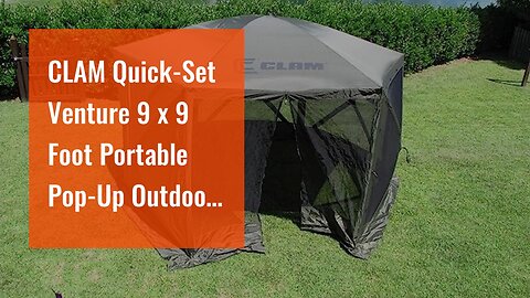 CLAM Quick-Set Venture 9 x 9 Foot Portable Pop-Up Outdoor Camping Gazebo Screen Tent 5 Sided Ca...