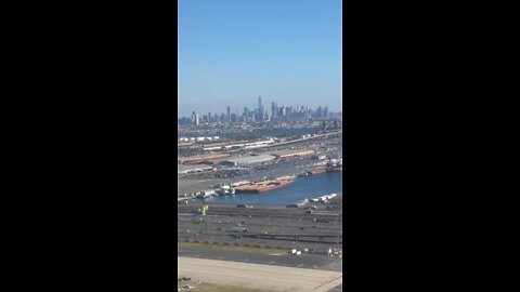Amazing view of New York City at takeoff from Newark airport