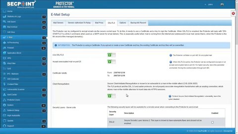 SecPoint Protector V56 Disable Client Renegotiation