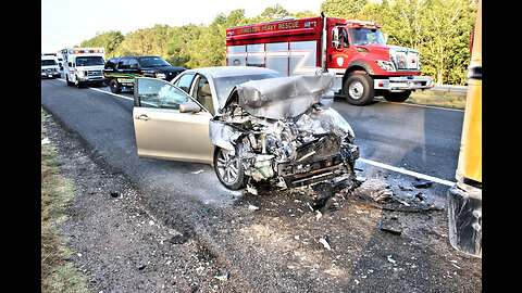 DRIVER SLAMS INTO BACK OF SCHOOL BUS, NEW WILLARD, 09/05/23...