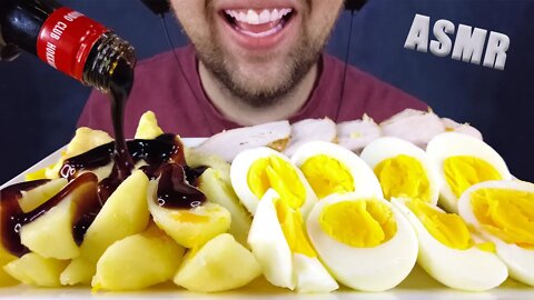 ASMR MUKBANG SUNNY SIDE UP BOILED EGGS & BOIL POTATO & BLACK TERIYAKI SAUCE | EATING SHOW NO TALKING