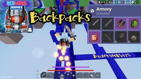 AndersonPlays Roblox BedWars 🚀 [BACKPACKS!] Update - Rocket Belt | First Aid Kit | Turtle Shell