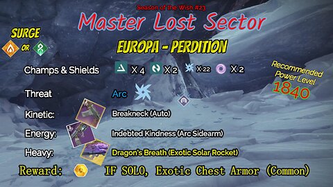 Destiny 2 Master Lost Sector: Europa - Perdition on my Void Hunter 4-11-24