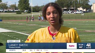 Laney Smith earns role as Truman High School's varsity football kicker