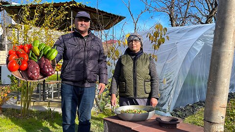 We Made a Greenhouse for the Winter - Cooking Beef Kidney Outdoors - Village Life