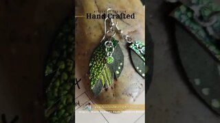 PERIDOT, 1 inch, leather feather earrings