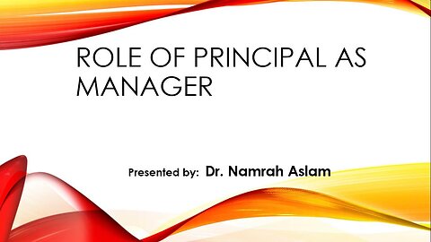 Role of Principal as Manager