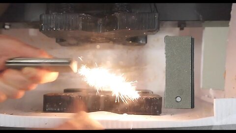 Flammable Magnesium Bar Crushed In Hydraulic Press | Bright White Magnesium Fire!