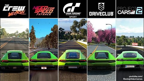 Gran Turismo Sport vs. NFS Payback vs. DriveClub vs. The Crew vs Project CARS 2 - Huracan Comparison