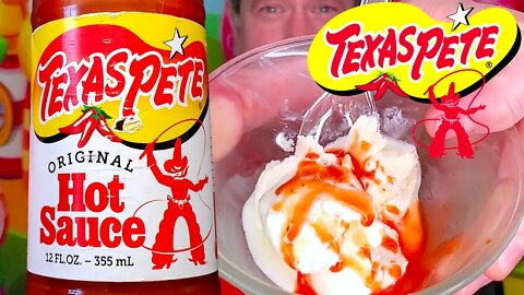Texas Pete On Ice Cream!?! | Trying My Favorite Hot Sauce On Ice Cream! | Toppings Series | Review