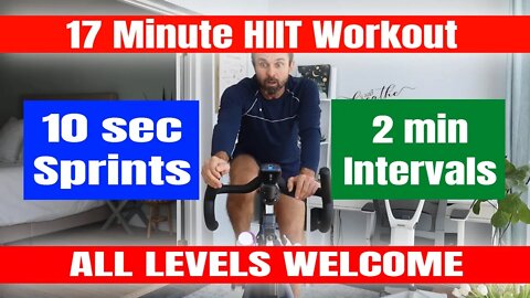 Spin Class - 17 Minute Indoor Cycling HIIT Workout - 10 Second Sprints
