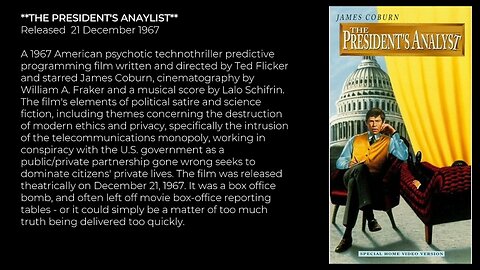 ANALYZING THE 1967 FILM "THE PRESIDENT'S ANALYST"