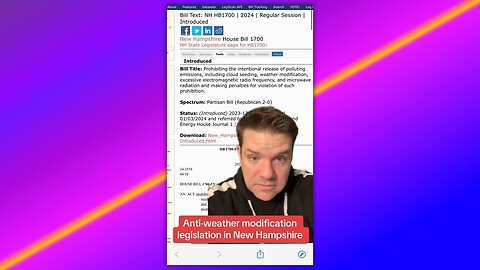 🚨EXTREMELY IMPORTANT: Legislation Proposed In New Hampshire That Would Prohibit The Intentional Release Of Cloud Seeding