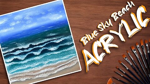 Blue Sky Beach Painting Tutorial for Beginners | Acrylic Painting