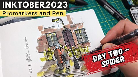 Promarkers and Fountain Pen Sketching - Ideas for Inktober 2023 - Day 2 SPIDER