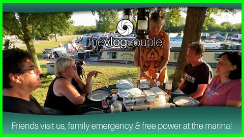 Friends visit us, family emergency and free power at the marina
