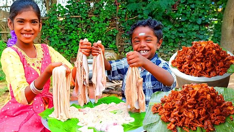 Goat Intestine Pakoda | Boti Pakoda Recipe Cooking and Eating | Village Fun Cooking