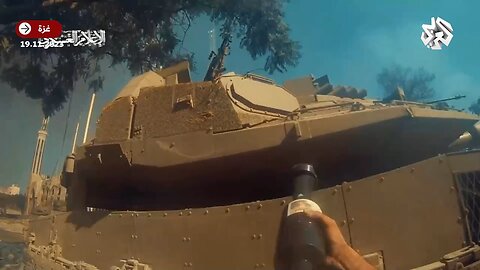 A Qassami fighter blows up an Israeli tank with a guerrilla action device from zero distance 🔻