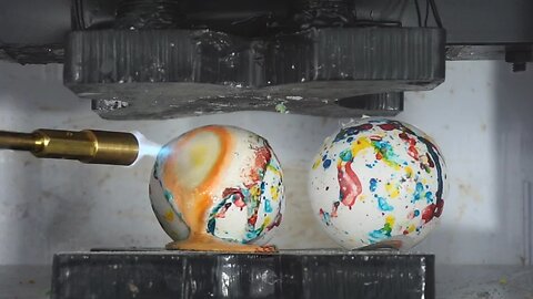 Giant Molten Jaw Breakers Crushed With Hydraulic Press