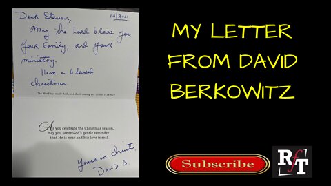 MY LETTER FROM DAVID BERKOWITZ