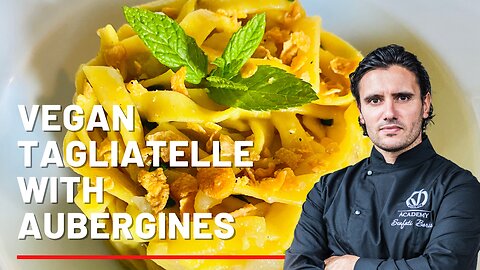 Vegan tagliatelle with burnt aubergine