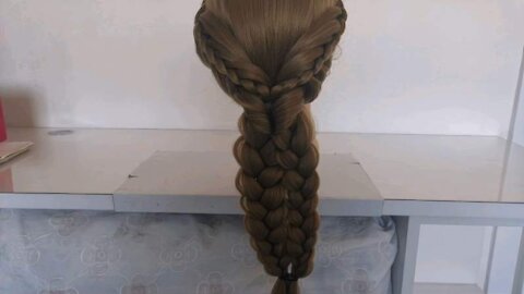 This ponytail is beautiful, I love it, you can do it with 4 three strand braids, give it a try