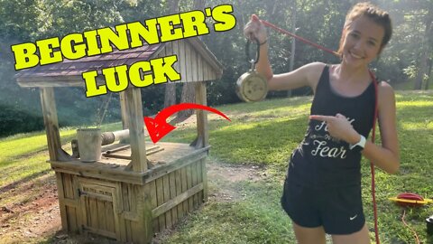 GIRL MAGNET FISHING OLD WELL GETS LUCKY! (2600 lb magnet)