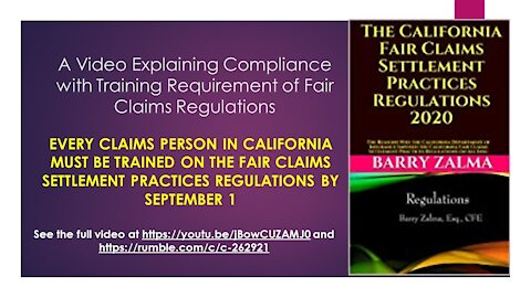 A Video Explaining Compliance with Training Requirement of Fair Claims Regulations