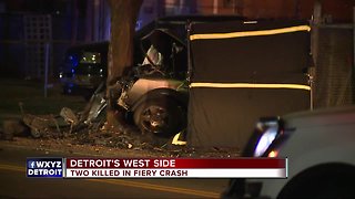 Two dead after car bursts into flames on Detroit's west side