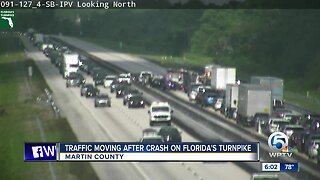 Traffic blocked on Florida Turnpike Sunday afternoon due to a crash