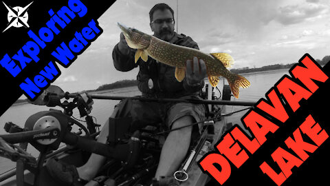 Kayak Fishing Delavan Lake for Bass and Pike using ned rigs and wake baits and the trolling motor