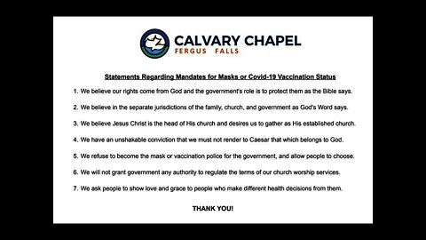 Statements Regarding Mandates for Masks or Covid-19 Vaccination Status - Calvary Chapel Fergus Falls