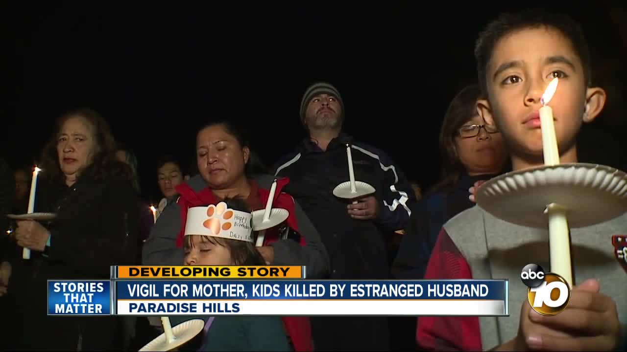 Vigil for mother, kids killed by estranged husband