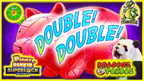DOUBLE DOUBLE WIN! DRAGONS VS PANDAS VS PIGGIES Superlock Jackpot Piggy Bankin Slot WHEEL PIG!