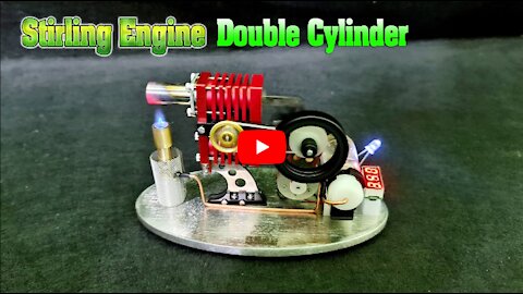 Stirling Engine Mini Double Cylinder using Butane Gas